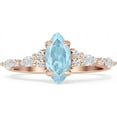 thumbnail image 1 of Art Deco Marquise Vintage Style Ring Aquamarine Cubic Zirconia Rose Tone 925 Sterling Silver, Size 7, 1 of 7