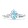 thumbnail image 1 of Art Deco Marquise Vintage Style Ring Aquamarine Cubic Zirconia White Tone 925 Sterling Silver, Size 8, 1 of 7