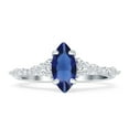 thumbnail image 1 of Art Deco Marquise Vintage Style Ring Blue Sapphire Cubic Zirconia White Tone 925 Sterling Silver, Size 8, 1 of 7