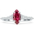 thumbnail image 1 of Art Deco Marquise Vintage Style Ring Ruby Cubic Zirconia White Tone 925 Sterling Silver, Size 8, 1 of 7