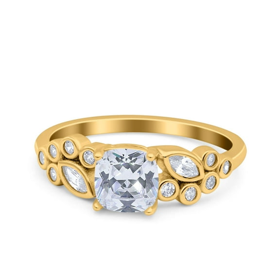 Art Deco Marquise Wedding Engagement Ring Size-6 Simulated CZ 925 Sterling Silver