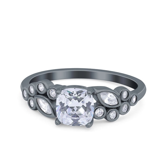 Art Deco Marquise Wedding Engagement Ring Size-8 Simulated CZ 925 Sterling Silver