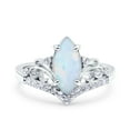 thumbnail image 1 of Art Deco Marquise Wedding Ring Lab Created White Opal 925 Sterling Silver Size 5, 1 of 6