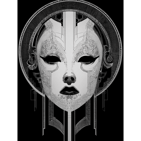 Art Deco Mask Canvas Print, Suitable for Living Room, Office, Bar, Hotel Lobby, Kitchen, Hallway