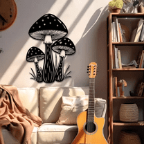 Art Deco Metal Mushroom Wall Sculpture, Indoor or Outdoor Iron Art Decor