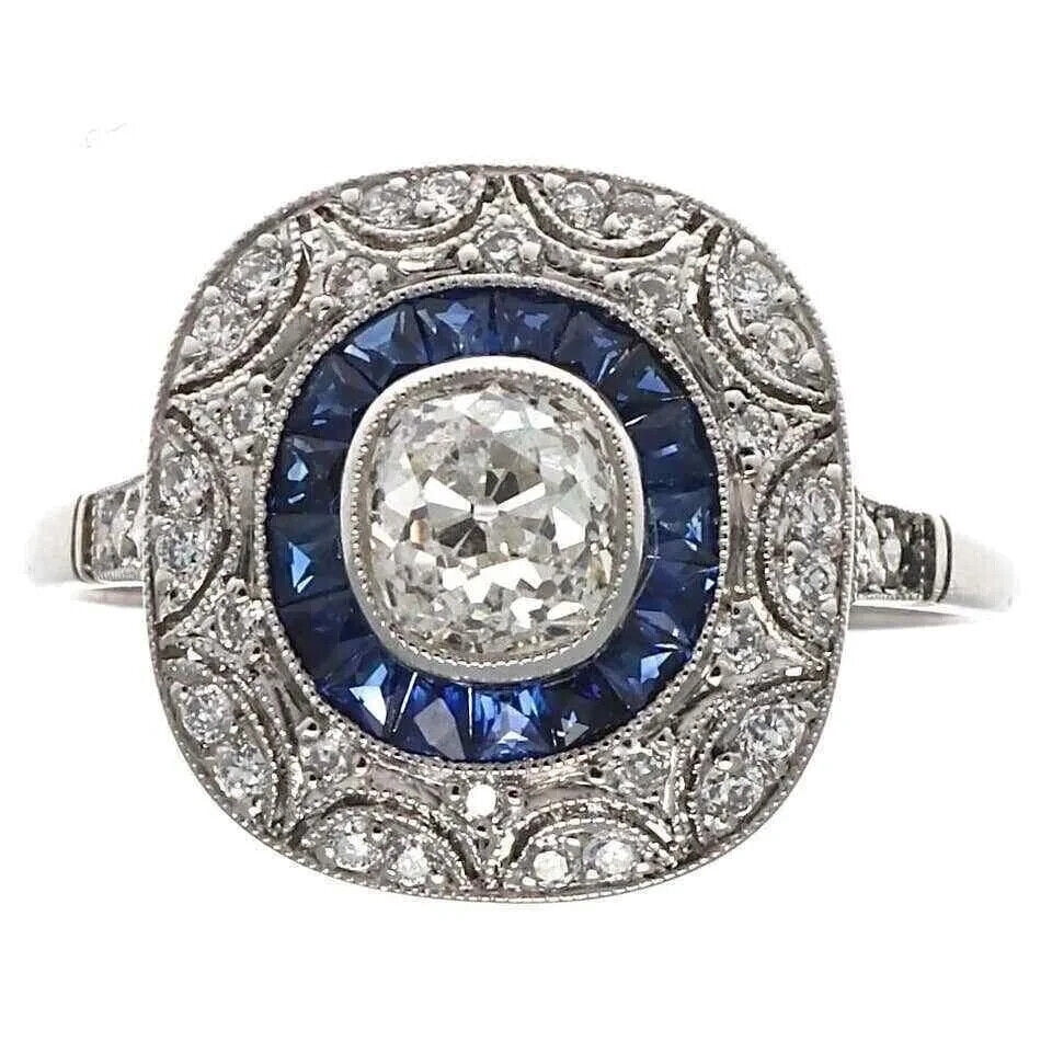 Emery 5/8 Ct Diamond Antique Engagement Ring - 14K White Gold, 1/2 Ct Center Stone With Accent Diamonds - View #2
