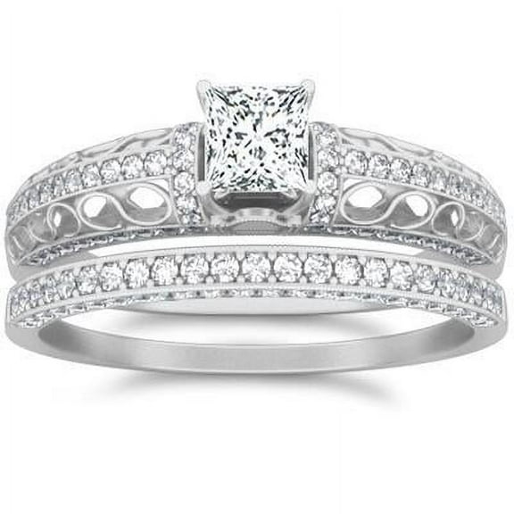 Art Deco Moissanite Engagement Ring 2.50 Carat Princess Cut Moissanite on 10k Gold