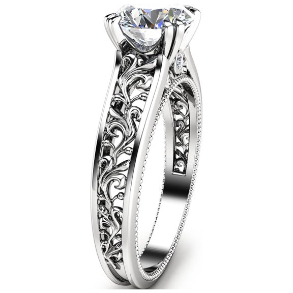 Art Deco Moissanite Filigree Engagement Ring
