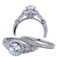 thumbnail image 1 of Art Deco Moissanite Ring Bridal Set Matching Band 2.50 Carat on 10k White Gold, 1 of 2