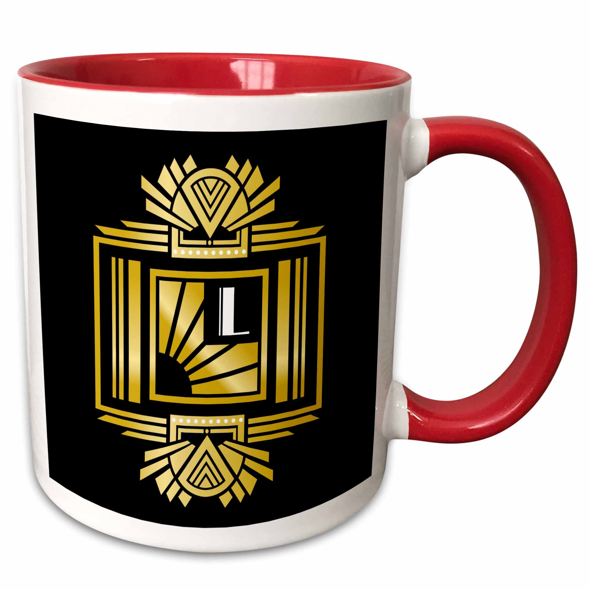 Monogram 6832 3drose, Art Deco Monogram Letter L- Gold Effect and White on Black ...
