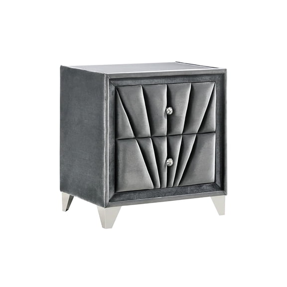 Art Deco Nightstand with Diamond Ring Drawer-pulls / Bedroom Setting / Unique Design