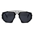 thumbnail image 1 of Art Deco Nouveau Funky Futuristic Racer Double Rim Sunglasses Solid Black, 1 of 4