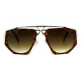 thumbnail image 1 of Art Deco Nouveau Funky Futuristic Racer Double Rim Sunglasses Tortoise Gold Brown, 1 of 4
