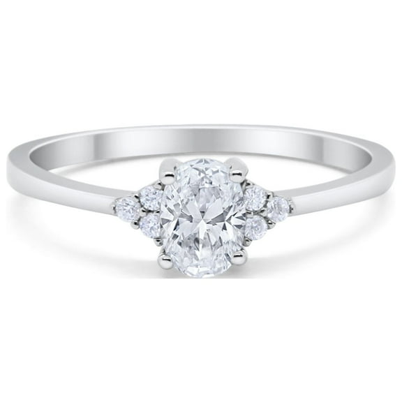 Art Deco Oval Engagement Ring CZ 925 Sterling Silver Size 4