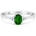 thumbnail image 1 of Art Deco Oval Engagement Ring Green Emerald CZ 925 Sterling Silver Size 5, 1 of 7