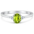 thumbnail image 1 of Art Deco Oval Engagement Ring Peridot CZ 925 Sterling Silver Size 4, 1 of 7
