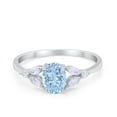 thumbnail image 1 of Art Deco Oval Marquise Ring Aquamarine CZ 925 Sterling Silver Size 12, 1 of 4