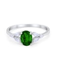thumbnail image 1 of Art Deco Oval Marquise Ring Green Emerald CZ 925 Sterling Silver Size 5, 1 of 4