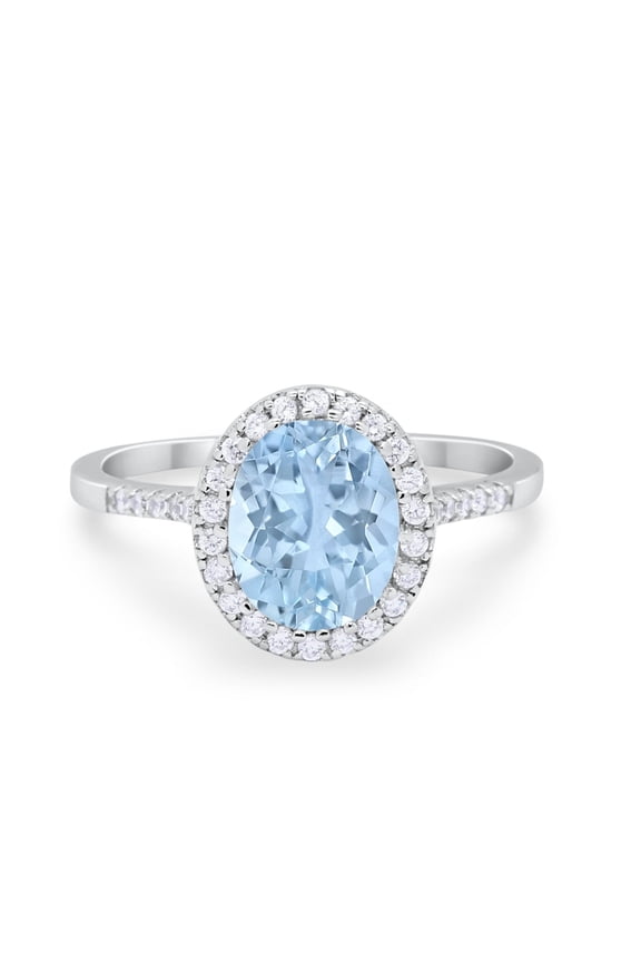 Art Deco Oval Ring Aquamarine CZ 925 Sterling Silver Size 4