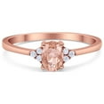 thumbnail image 1 of Art Deco Oval Ring Rose Tone Morganite 925 Sterling Silver Size 4, 1 of 7