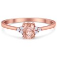 thumbnail image 1 of Art Deco Oval Ring Rose Tone Morganite 925 Sterling Silver Size 5, 1 of 7