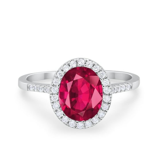 Art Deco Oval Wedding Ring Ruby CZ 925 Sterling Silver Size 4