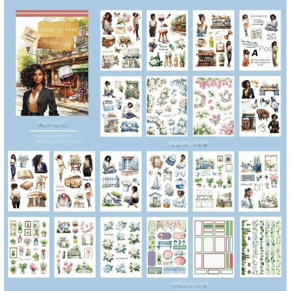 Art Deco Palace Style Sticker Book - Vintage Travel Character PET Stickers for Journals and Crafts