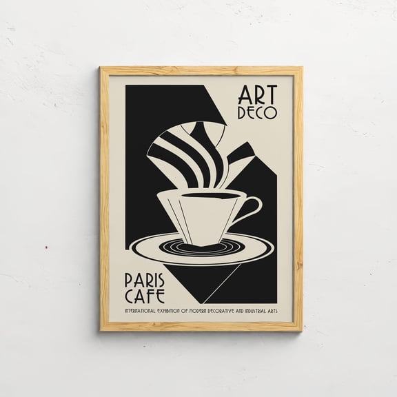 Art Deco Paris Cafe Black White Kitchen Decor Poster, Unframed Paper Poster 8x10in