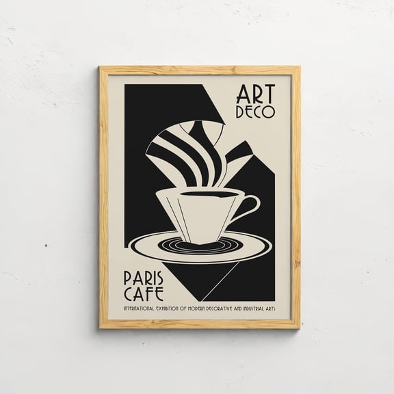 Art Deco Paris Cafe Poster: Black & White Kitchen Print UNFRAMED Poster, Wall Art for Decor, Present, 8x12