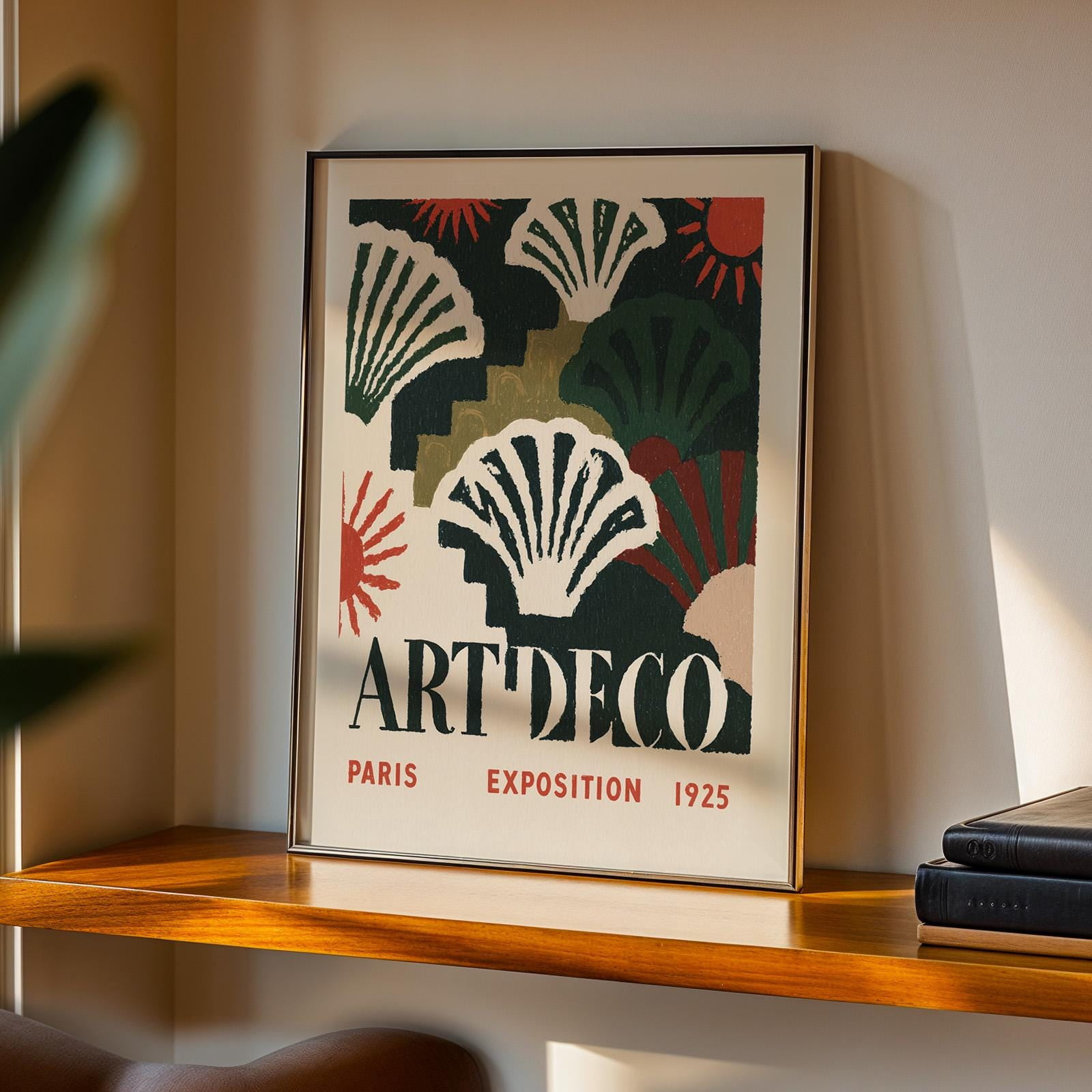Art Deco Paris Exposition Print Dark Green Shell Poster, 1925 Paris ...