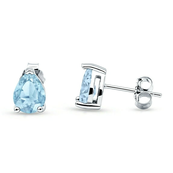 Art Deco Pear Shape Solitaire Screw Back Stud Earring 7mmX5mm CZ 925 Sterling Silver