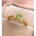 thumbnail image 1 of Art Deco Peridot Engagement Ring Cluster Ring Wedding Anniversary Gift 925 Sterling Silver Yellow Gold Plated Gemstone Jewelry For Women Gift By KIRAN FINE JEWELS, 1 of 1