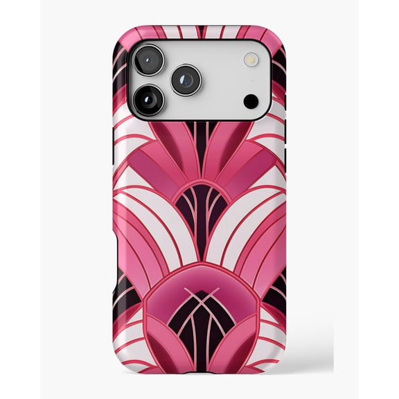 Art Deco Pink-Magenta, White And Black Pattern H1411 Premium Durable Case for iPhone 17 16 15 14 13 12 11 Pro Max – Unisex Style