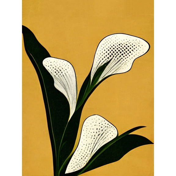 Art Deco Pop Art White Calla Lily Flower Plant Large Wall Art Poster Print Thick Paper 18X24 Inch