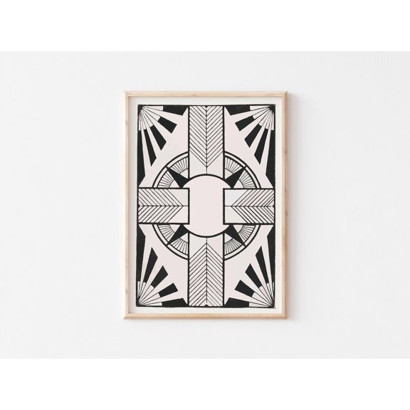 Art Deco Poster, Black And White Art Print, Minimalist Monochrome Abstract Wall Art, Geometric Shapes Poster,, Unframed Poster Size 24x36 F03.1.14l1196