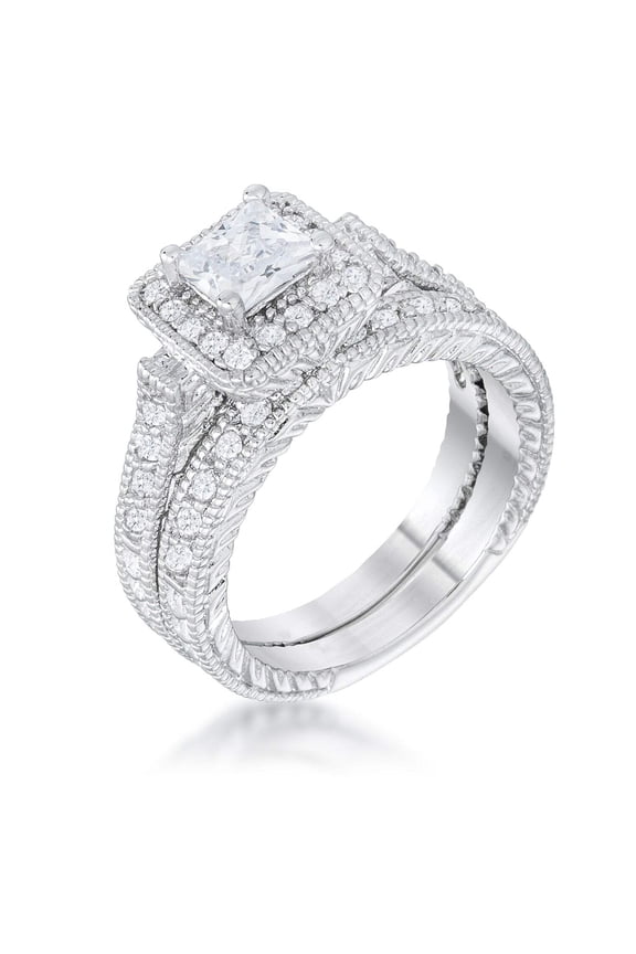 Art Deco Princess Cut Bridal Set