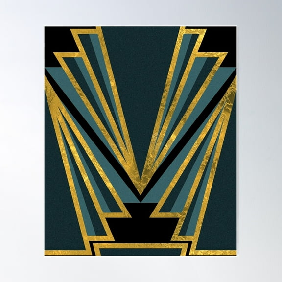 Art Deco Print - Green, Teal And Gold Poster Wall Art, Modern Wall Decor For Living Room Bedroom, 8x12 UNFRAMED