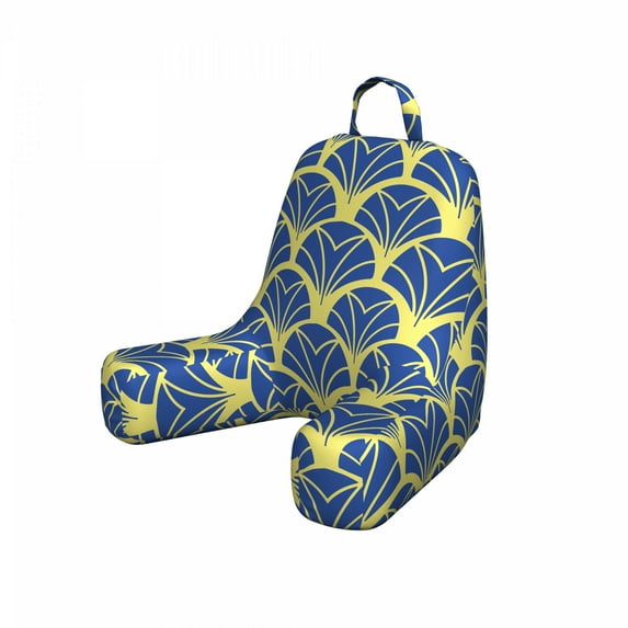 Art Deco Reading Pillow Cover, Repetitive Abstract Modern Age Design Ideas Bicolored Leaves Print, Unstuffed Printed Bed Rest Case from Soft Fabric, Small, Yellow Blue, by Ambesonne