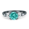 thumbnail image 1 of Art Deco Ring Black Tone Simulated Paraiba Tourmaline CZ 925 Sterling Silver Size 9, 1 of 4
