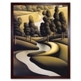thumbnail image 1 of Art Deco River Landscape With Stylised Cypress Trees Art Print Framed Poster Wall Decor 12x16 inch, 1 of 5