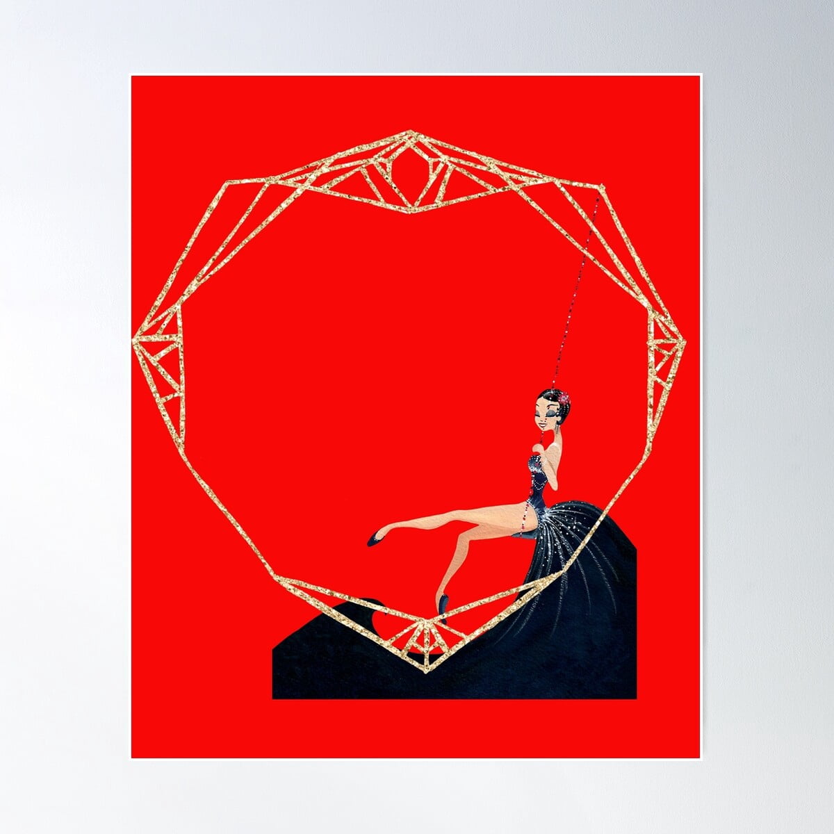 Art Deco Roaring Twenties Flapper Girl On A Swing And Dancing Poster ...