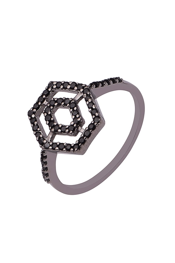 Art Deco Round Black Spinel Gemstone 925 Sterling Silver Women Valentines Day Gifts Ring US-7