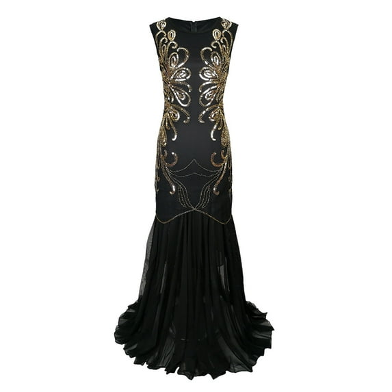 Art Deco Sequin Beaded Long Flapper Dress 1920S Formal Dresses Cocktail Party Evening Wear