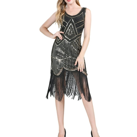 Art Deco Sequin Fringe Vintage 1920 1920S Dresses Clothing For Women