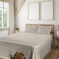 thumbnail image 1 of Art Deco Sheet Set, Symmetric Design Retro Pattern with Ogee Shapes Inspired Oval Forms Print, Fitted & Flat Sheet with Pillowcase Bedding Accent 3 Pcs Set, Twin, Warm Taupe White, by Ambesonne, 1 of 5