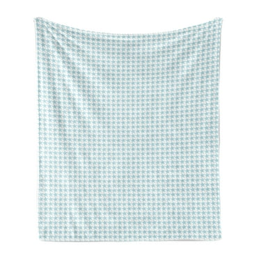 Art Deco Soft Flannel Fleece Blanket, Monochromatic Continuous Pattern with Nostalgic Star Shapes in Pastel Color, Cozy Plush for Indoor and Outdoor Use, 70" x 90", Pale Blue White, by Ambesonne