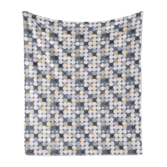 Art Deco Soft Flannel Fleece Throw Blanket, Geometrical Illustration with Grey Tones Rounds Contemporary Creative Graphic, Cozy Plush for Indoor and Outdoor Use, 70" x 90", Multicolor, by Ambesonne