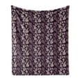 thumbnail image 1 of Art Deco Soft Flannel Fleece Throw Blanket, Leaves Branch Random Alignment Vintage Effect on Purple Background, Cozy Plush for Indoor and Outdoor Use, 70" x 90", Sepia Dark Purple Cream, by Ambesonne, 1 of 6