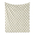 thumbnail image 1 of Art Deco Soft Flannel Fleece Throw Blanket, Splashed Ink Design Fish Scale Formed by Bicolour Dotted Lines, Cozy Plush for Indoor and Outdoor Use, 50" x 60", Pale Coffee White, by Ambesonne, 1 of 5