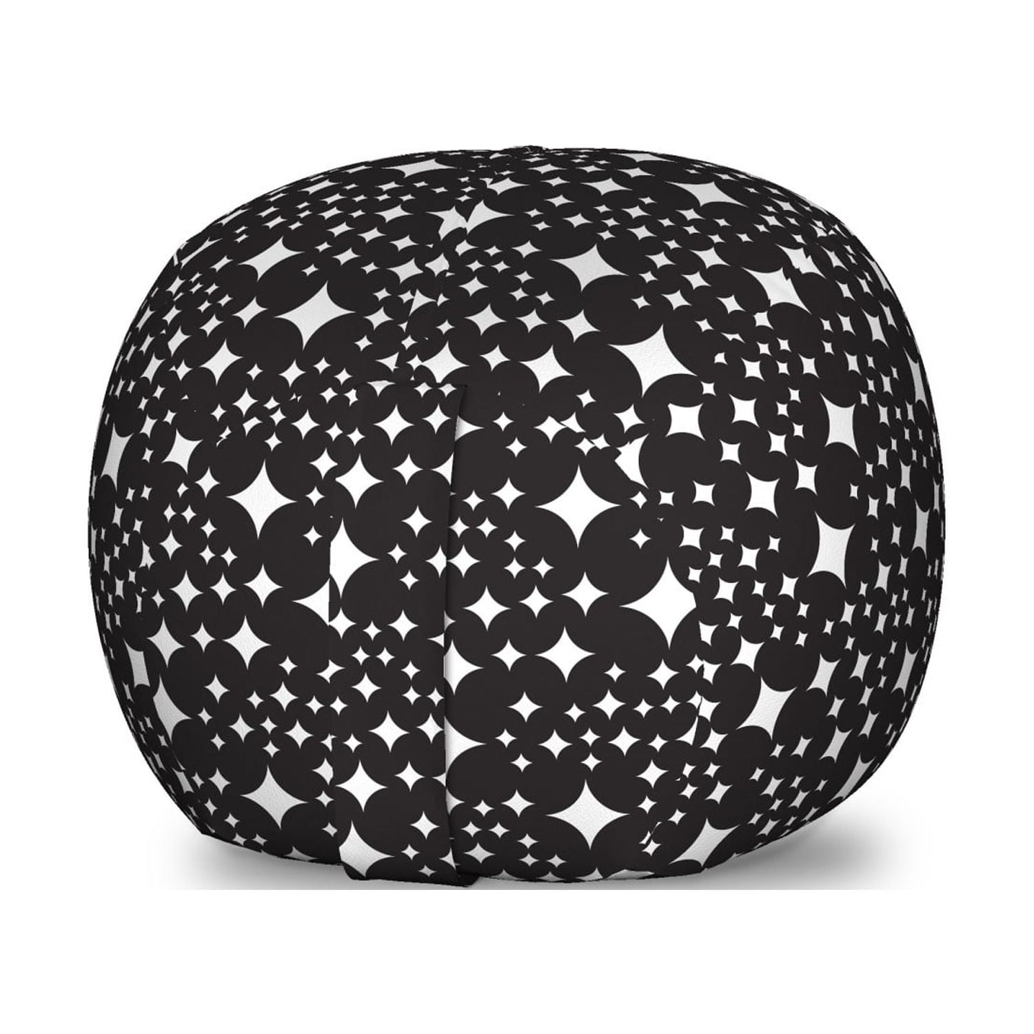 Art Deco Storage Toy Bag Chair, Monochromatic Design Starry Ornamental ...